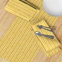 White Hand-Drawn Herringbone Pattern on Mustard Yellow Background, Medium Scale 10,5 x 10,5 in