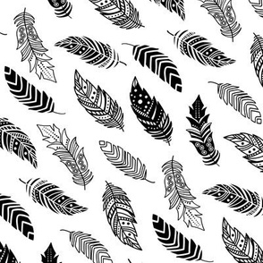 breezy feathers in black on white