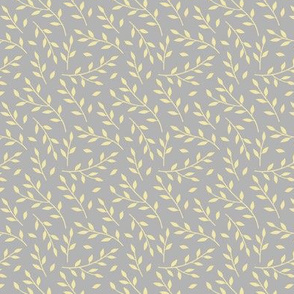 Leafy branches - Small - yellow on gray - Neutral Retreat