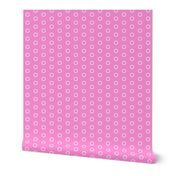 White Outlined Polka Dots on Pink Background // Tiny Scale - 600 DPI