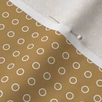 White Outlined Polka Dots on Coffee Background // Tiny Scale - 2400 DPI