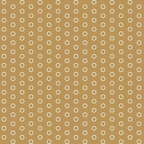 White Outlined Polka Dots on Coffee Background // Tiny Scale - 2400 DPI