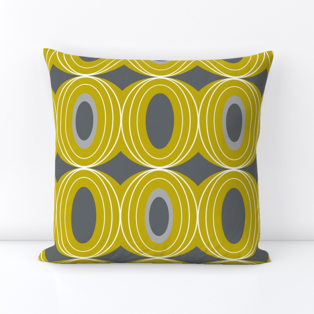 Chillout - Retro Geometric Midcentury Modern Citron Yellow & Grey Jumbo Scale