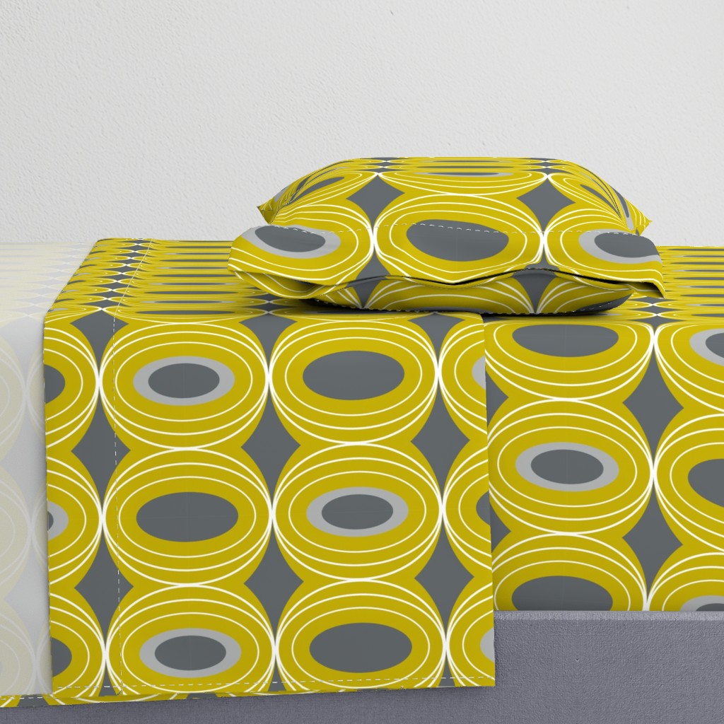 Chillout - Retro Geometric Midcentury Modern Citron Yellow & Grey Jumbo Scale