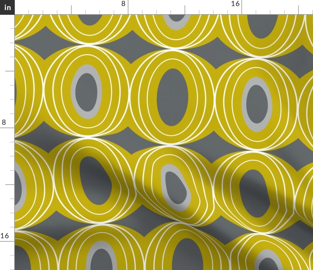 Chillout - Retro Geometric Midcentury Modern Citron Yellow & Grey Jumbo Scale
