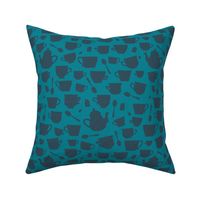 Teacup and Teapot Silhouettes- blue teal