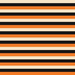 Horizontal Halloween Stripes Black Orange Beige