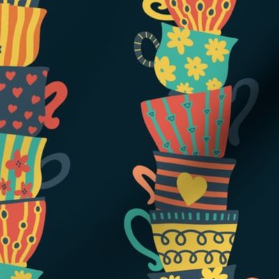 Stacked teacups retro style