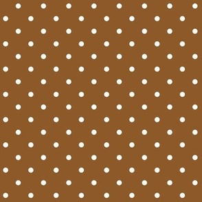 Chocolate Brown and White Polka Dots // Small Scale - 1200 DPI