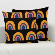 Scandinavian Abstract Doodle Rainbows Blue Orange Pink On Black