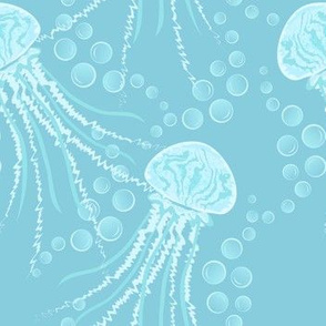 Jellyfish Dance on Light Blue
