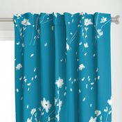 Large Breezy Hand-Painted Daisies | Blue #008FAF | White