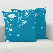 Large Breezy Hand-Painted Daisies | Blue #008FAF | White