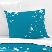 Large Breezy Hand-Painted Daisies | Blue #008FAF | White