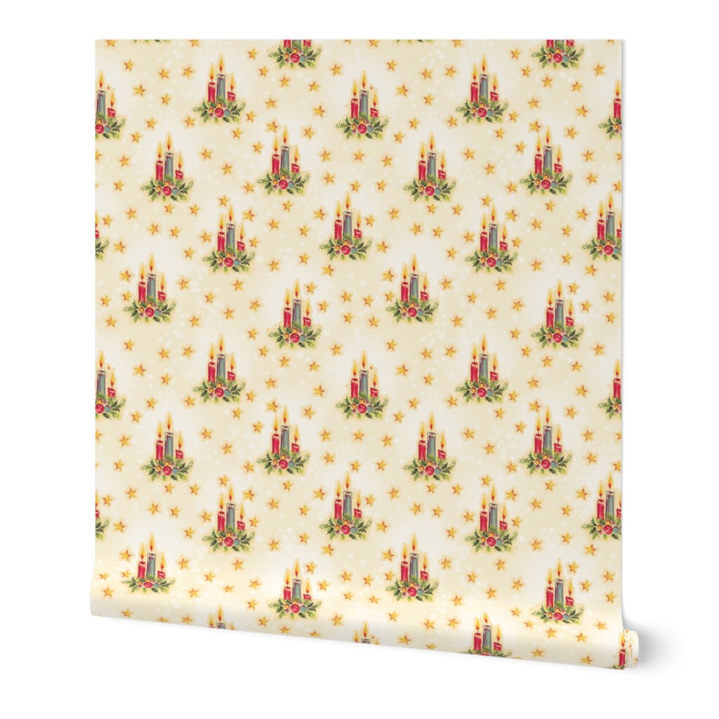 Christmas Candle Cream Retro Christmas Stickers