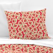 Poinsettia Floral Red Retro Christmas Stickers