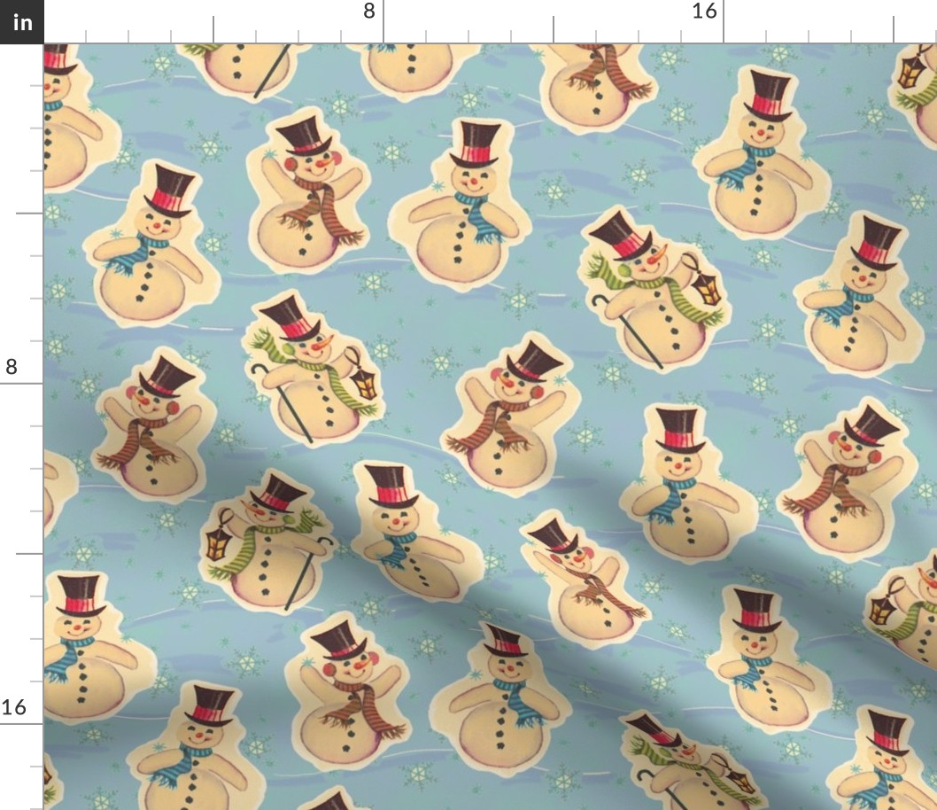 Jolly Snowmen Retro Christmas Stickers