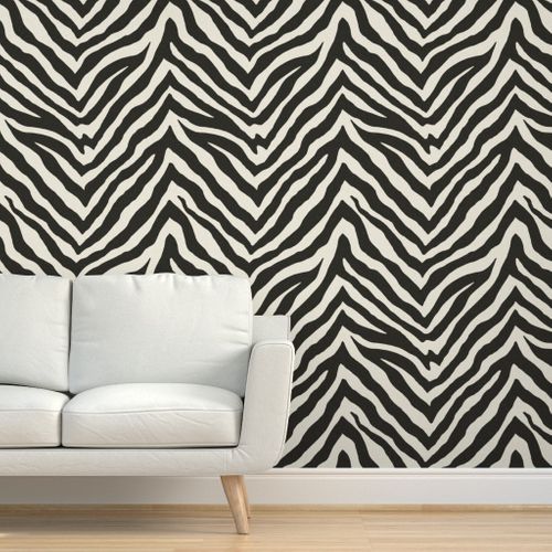 Zebra // Black and Tint Wallpaper | Spoonflower