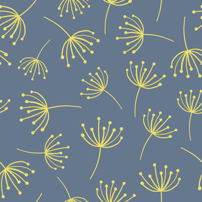 Abstract  Dandelion flowers yellow on blue