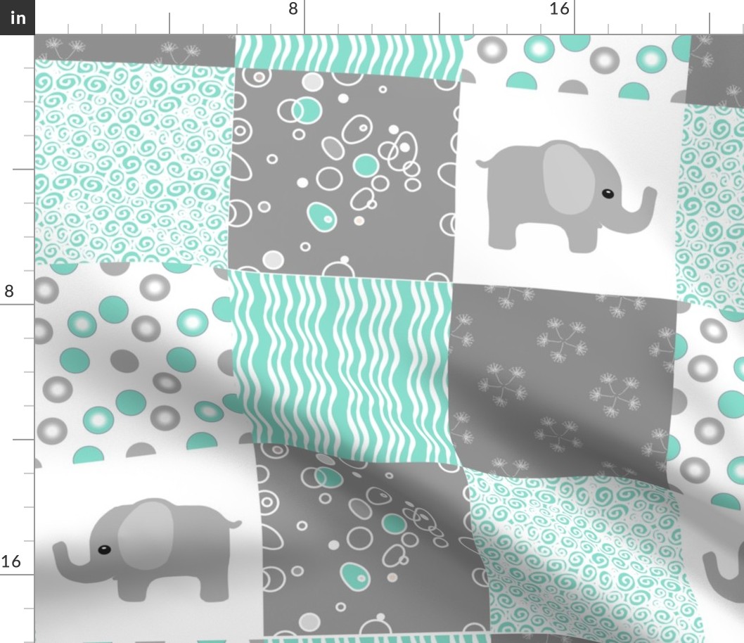 teal elephant quilt