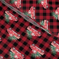 4" Christmas Vintage Trucks // Red Buffalo Check