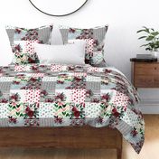 Holiday Florals Cheater Quilt / Whole Cloth
