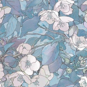 apple blossoms in blue 