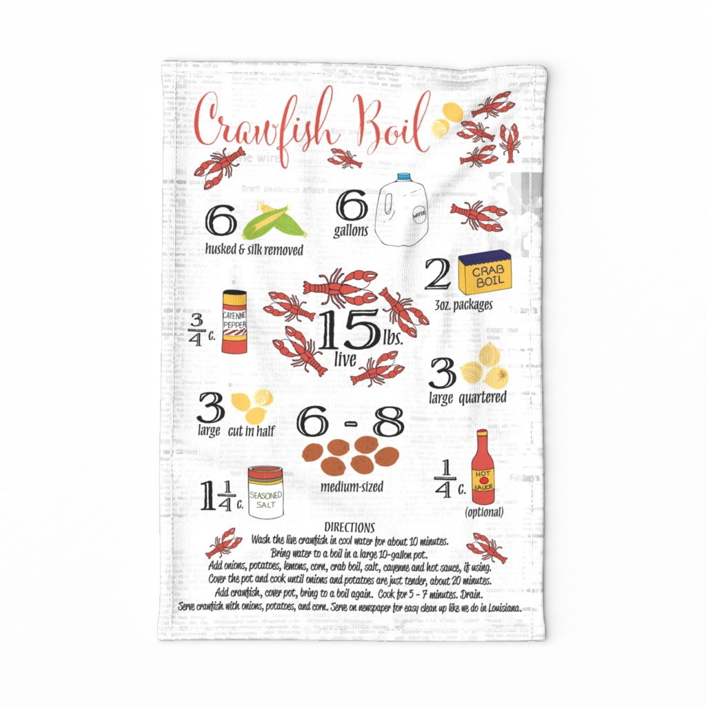 Crawfish Boil Recipe Tea Towel