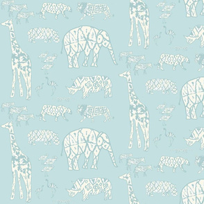  zoo animal Ikat nursery - blue