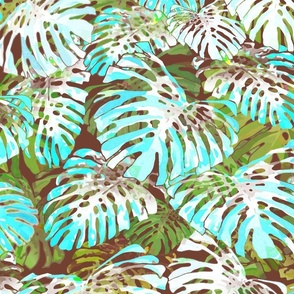 Monstera Jungle II Turquoise on Cacao 150