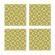 Yellow Grey flowers grid Wallpaper