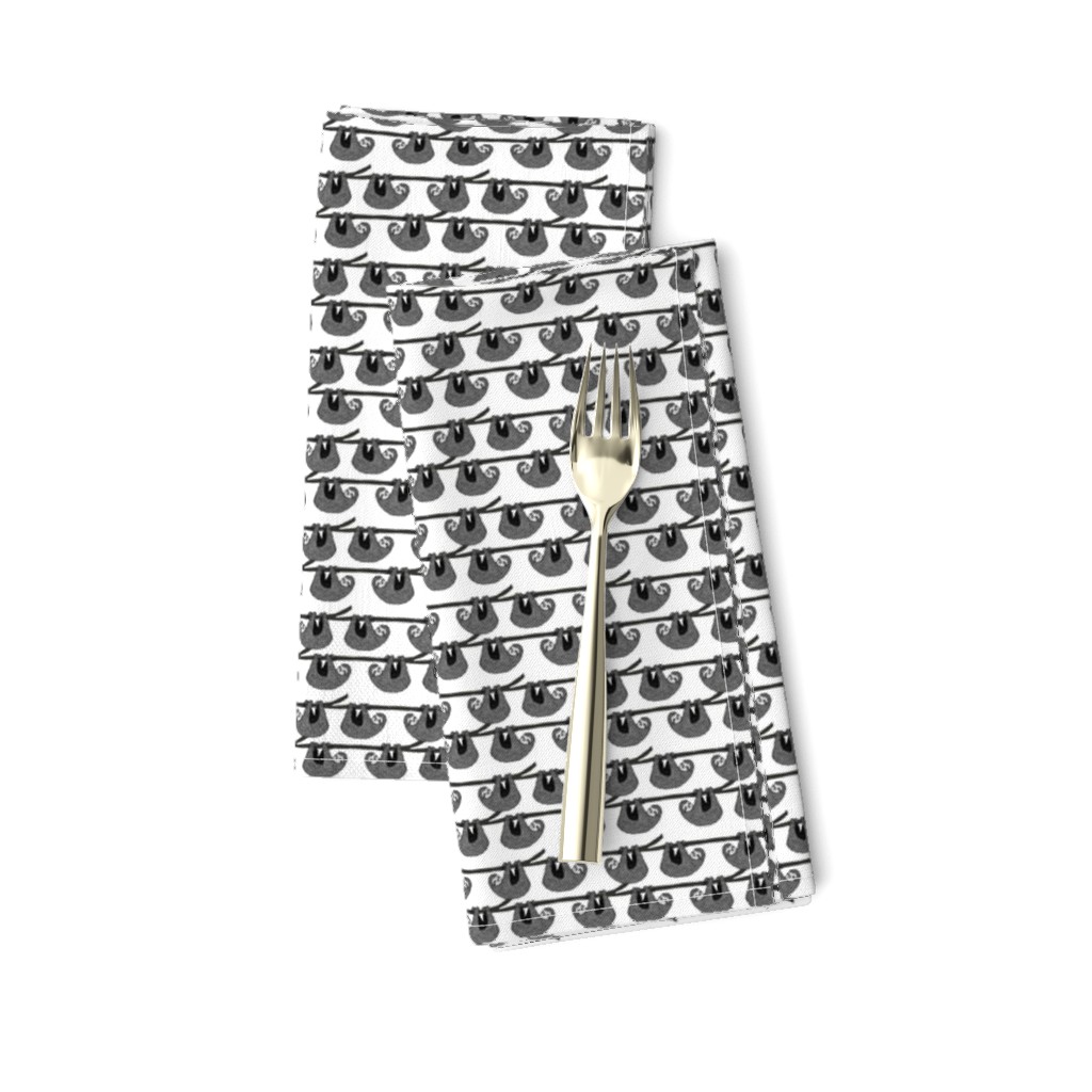 MINI - sloth // black and white cute sloths in a tree fabric 
