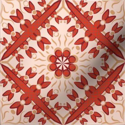 Crackle Finish Spanish Tile in Cream and Red