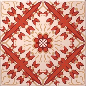 Crackle Finish Spanish Tile in Cream and Red