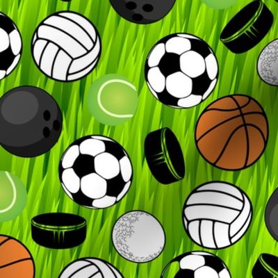 Sports Balls on Green Grass