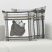 Black, Gray and Taupe Bear in Plaid