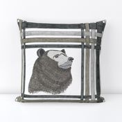 Black, Gray and Taupe Bear in Plaid