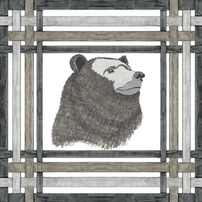 Black, Gray and Taupe Bear in Plaid
