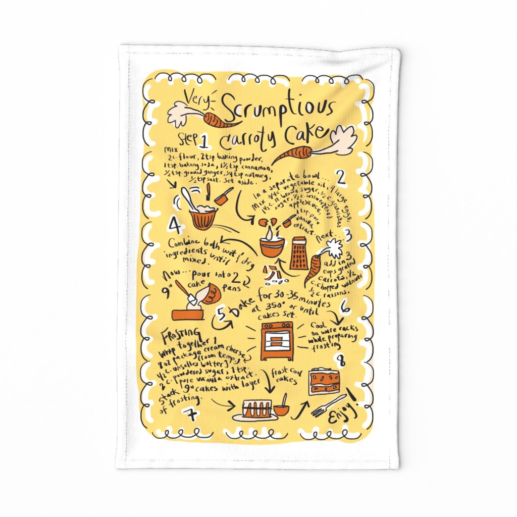 Very Scrumptious Carroty Cake Recipe Tea Towel