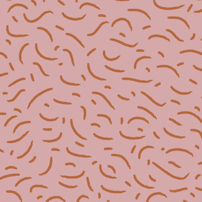 squiggle - terracotta on blush