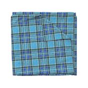 Blue + blue Stewart plaid linen-weave by Su_G_©SuSchaefer