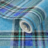 Blue + blue Stewart plaid linen-weave by Su_G_©SuSchaefer