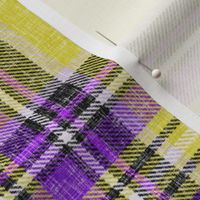 Gold + purple Stewart plaid linen-weave by Su_G_©SuSchaefer