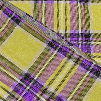 Gold + purple Stewart plaid linen-weave by Su_G_©SuSchaefer