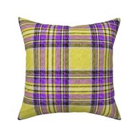 Gold + purple Stewart plaid linen-weave by Su_G_©SuSchaefer