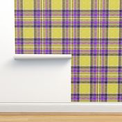 Gold + purple Stewart plaid linen-weave by Su_G_©SuSchaefer