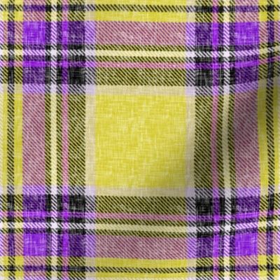 Gold + purple Stewart plaid linen-weave by Su_G_©SuSchaefer