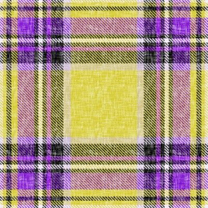 Gold + purple Stewart plaid linen-weave by Su_G_©SuSchaefer