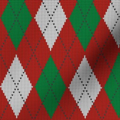 Retro Christmas argyle red green