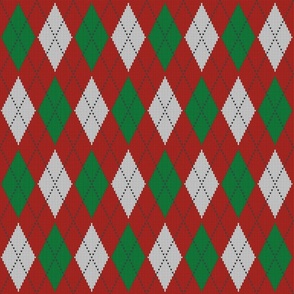 Retro Christmas argyle red green